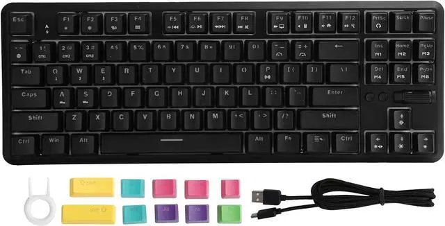 Alt view image 6 of 7 - RGB Mechanical Keyboard, Wired Gaming Keyboard, 87 Key Keyboard, Support USB Wired and, Suitable for Gamers, Typists and Office Workers (Black)