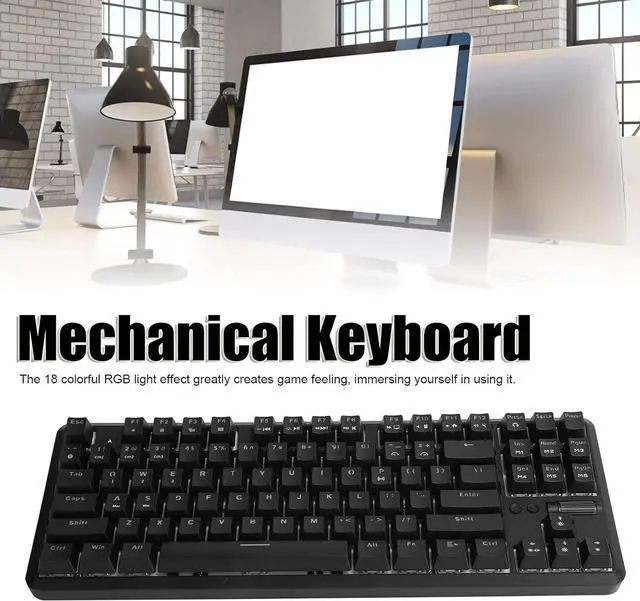 Alt view image 3 of 7 - RGB Mechanical Keyboard, Wired Gaming Keyboard, 87 Key Keyboard, Support USB Wired and, Suitable for Gamers, Typists and Office Workers (Black)