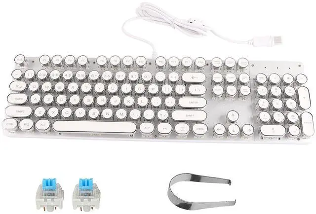 Main image of Mechanical Keyboard White Retro Round Cap Computer Parts for PC Keyboard Mechanical Game Keyboard