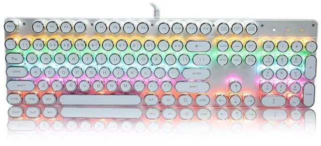 Alt view image 6 of 7 - Mechanical Keyboard White Retro Round Cap Computer Parts for PC Keyboard Mechanical Game Keyboard