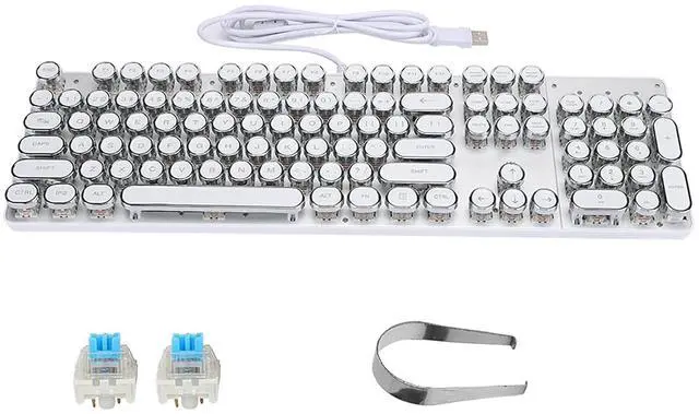 Alt view image 4 of 7 - Mechanical Keyboard White Retro Round Cap Computer Parts for PC Keyboard Mechanical Game Keyboard