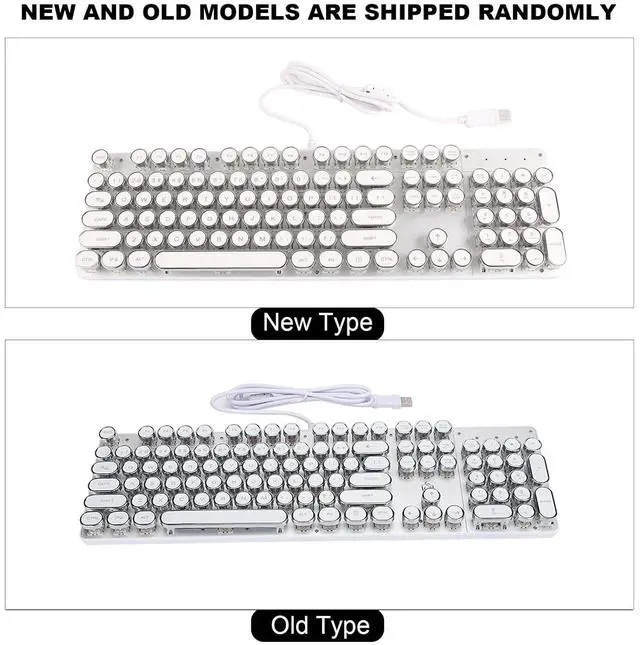 Alt view image 5 of 7 - Mechanical Keyboard White Retro Round Cap Computer Parts for PC Keyboard Mechanical Game Keyboard