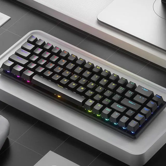 Alt view image 6 of 7 - Mechanical Gaming Keyboard, Hot Swappable Mechanical Keyboard 2.4G 2000mAh Blue Switches 3 Modes 61 Keys for Smartphones for 7 8 10 11 (Black)