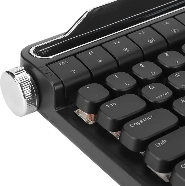 Alt view image 7 of 7 - Mechanical Keyboard, Red Switch Typewriter Mechanical Keyboard Hot Swappable Dual Connection Modes Retro RGB LED Backlight with Keypad for Office (Black)