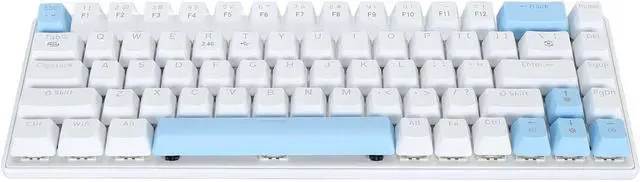 Alt view image 2 of 7 - Mechanical Gaming Keyboard, RGB Backlit Mechanical Keyboard 61 Keys DC 5V 2.4G Blue Switches for Laptops for Tablets (Blue and White)