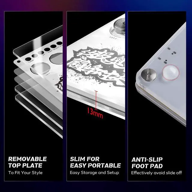 Alt view image 6 of 7 - Arcade Stick, Fighting Game Controller 16Keys All-Button Gamerfinger with Custom RGB & Turbo Functions,Arcade Controller Street Fight for PC/Ps3/Ps4/Switch Game Keyboard-Supports Hot Swap & SOCD