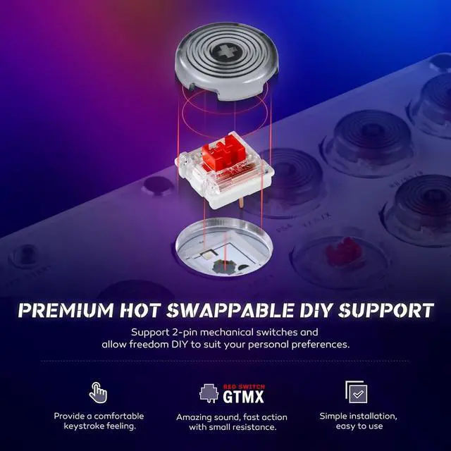 Alt view image 7 of 7 - Arcade Stick, Fighting Game Controller 16Keys All-Button Gamerfinger with Custom RGB & Turbo Functions,Arcade Controller Street Fight for PC/Ps3/Ps4/Switch Game Keyboard-Supports Hot Swap & SOCD