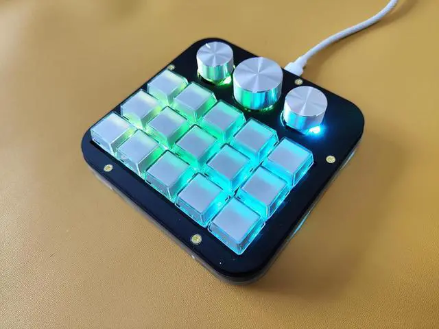 Alt view image 2 of 7 - 15 Key Macro Programmable Keyboard,Macro Mechanical Gaming ,Custom Knob KeyPad, Hotswap Blue Switch Gaming Keyboard,USB C Wired 15 Key Keyboard with Software For Win ,Mac OS (Black&RGB&Copper Plate)