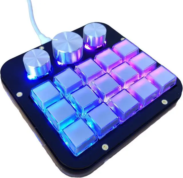Main image of 15 Key Macro Programmable Keyboard,Macro Mechanical Gaming ,Custom Knob KeyPad, Hotswap Blue Switch Gaming Keyboard,USB C Wired 15 Key Keyboard with Software For Win ,Mac OS (Black&RGB&Copper Plate)