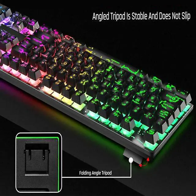 Alt view image 5 of 7 - Guiheng Wired Crack Rainbow Gaming Keyboard and Mouse Combo, 104 Keys Light Up Mechanical Feeling Computer Keyboard, Wired Gaming Keyboard and Mouse for PC MAC Xbox Gamer(Black)