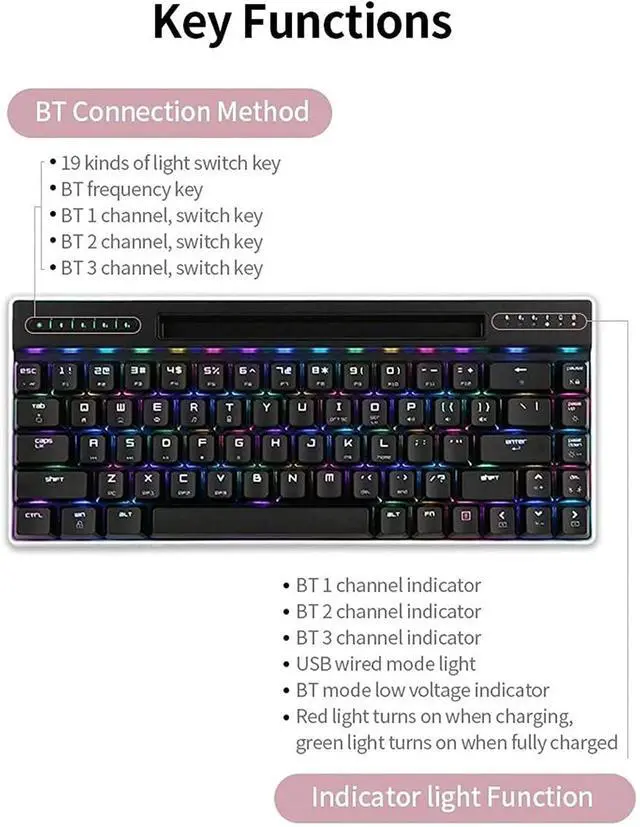 Alt view image 3 of 6 - Feiyx RGB Gaming Keyboard RGB LED Backlit Illuminated 68 Key Silent Keyboard with for Windows & Mac PC Gamers