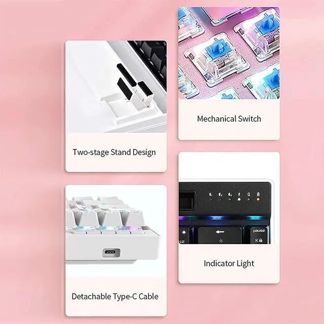 Alt view image 5 of 6 - Feiyx RGB Gaming Keyboard RGB LED Backlit Illuminated 68 Key Silent Keyboard with for Windows & Mac PC Gamers