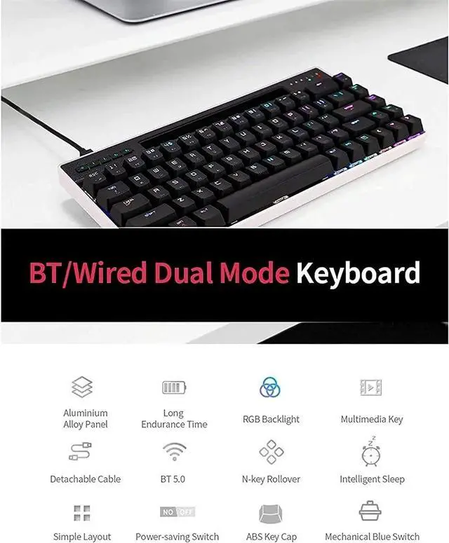 Alt view image 4 of 6 - Feiyx RGB Gaming Keyboard RGB LED Backlit Illuminated 68 Key Silent Keyboard with for Windows & Mac PC Gamers