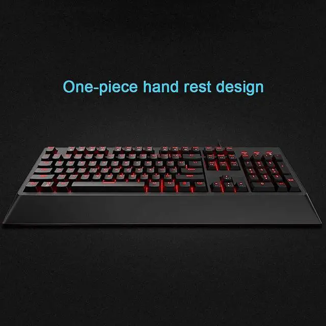 Alt view image 2 of 6 - XIXIDIAN Full Size Mechanical Gaming Keyboard, 104 Key Red Backlit Ultra-Slim Wired USB Keyboard,Ideal for Windows Mac Gaming