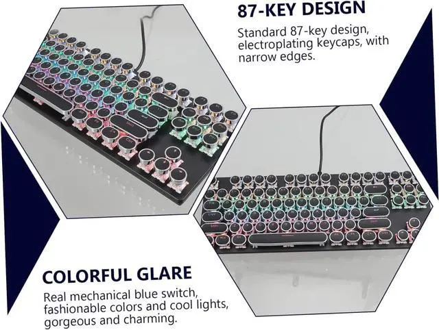 Alt view image 2 of 7 - 87 Office Backlit Keyboard Color Gaming Keyboard Led USB Keyboard Rainbow Keyboard USB Wired Keyboard RGB Keyboard Mecanichal Mechanical Keyboards Abs K550 Hardware Punk/3 (Color : Black, Size : 35.