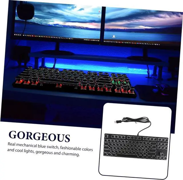 Alt view image 3 of 7 - 87 Office Backlit Keyboard Color Gaming Keyboard Led USB Keyboard Rainbow Keyboard USB Wired Keyboard RGB Keyboard Mecanichal Mechanical Keyboards Abs K550 Hardware Punk/3 (Color : Black, Size : 35.