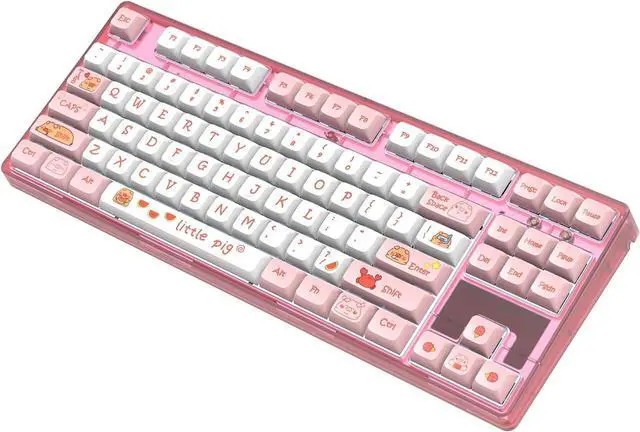 Alt view image 5 of 7 - Sleek 87 Keys Gaming Keyboard Unique Cartoon Pattern Wire USB Mechanical Keyboard Anti-Ghost Keyboard with Removable Cable