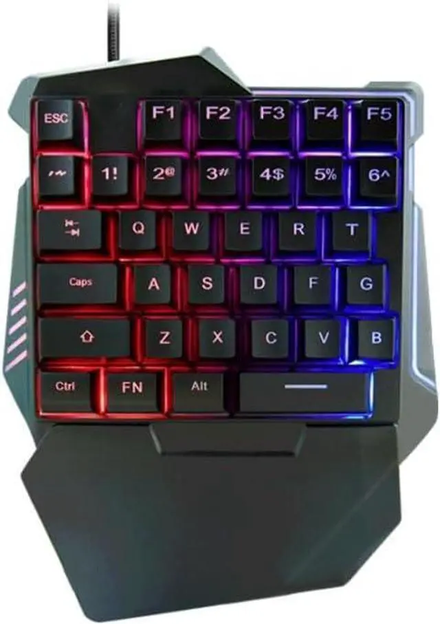 Main image of One Handed Gaming Keyboard, 35 Keys Wired USB Mini Ergonomic Mechanical Gaming Keypad with RGB LED Backlit and a Wrist Rest for PC Laptop