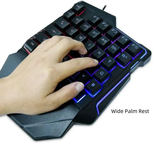 Alt view image 3 of 7 - One Handed Gaming Keyboard, 35 Keys Wired USB Mini Ergonomic Mechanical Gaming Keypad with RGB LED Backlit and a Wrist Rest for PC Laptop