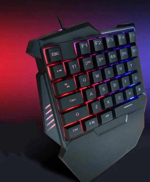 Alt view image 5 of 7 - One Handed Gaming Keyboard, 35 Keys Wired USB Mini Ergonomic Mechanical Gaming Keypad with RGB LED Backlit and a Wrist Rest for PC Laptop