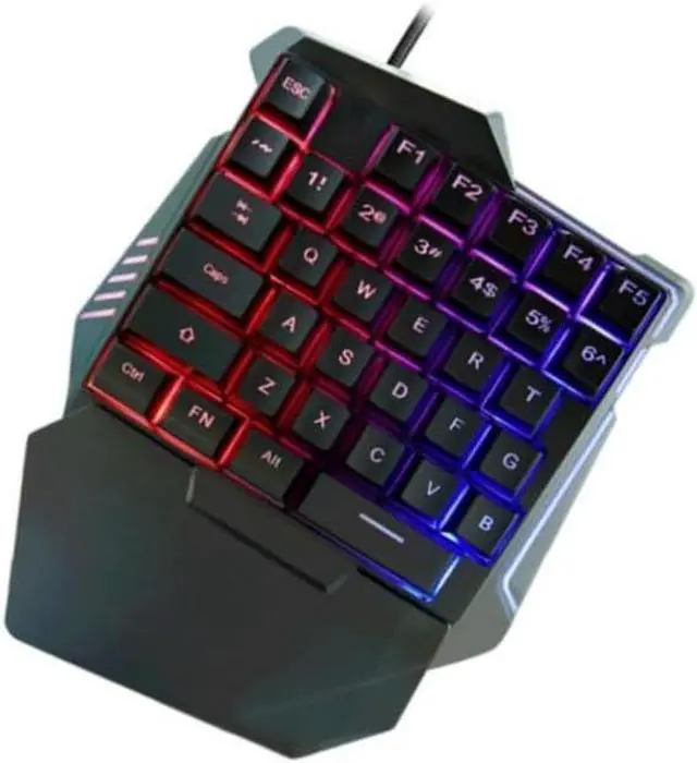 Alt view image 7 of 7 - One Handed Gaming Keyboard, 35 Keys Wired USB Mini Ergonomic Mechanical Gaming Keypad with RGB LED Backlit and a Wrist Rest for PC Laptop