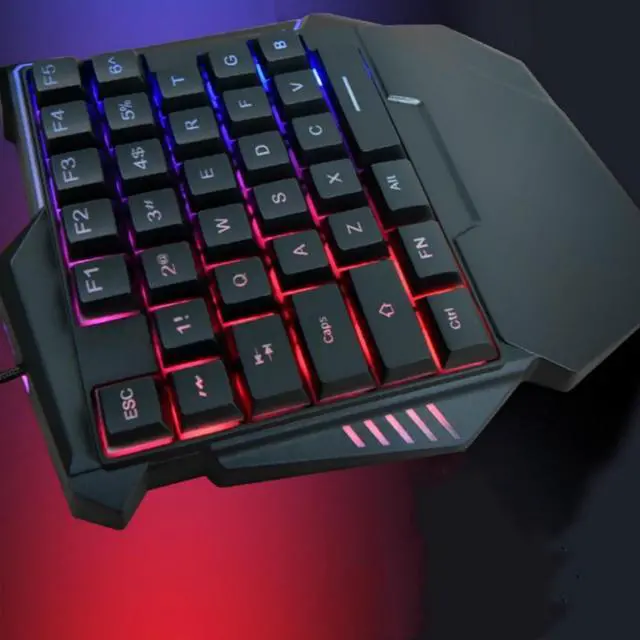 Alt view image 6 of 7 - One Handed Gaming Keyboard, 35 Keys Wired USB Mini Ergonomic Mechanical Gaming Keypad with RGB LED Backlit and a Wrist Rest for PC Laptop