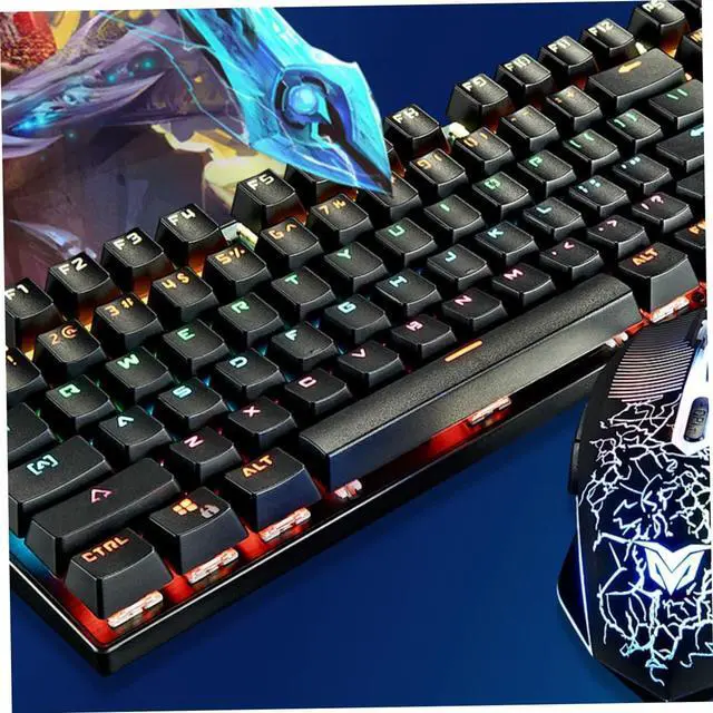 Alt view image 6 of 7 - HEMOTON RGB Backlit Mechanical Keyboard Keys Sturdy Key Caps Gaming Keyboard for Home Office