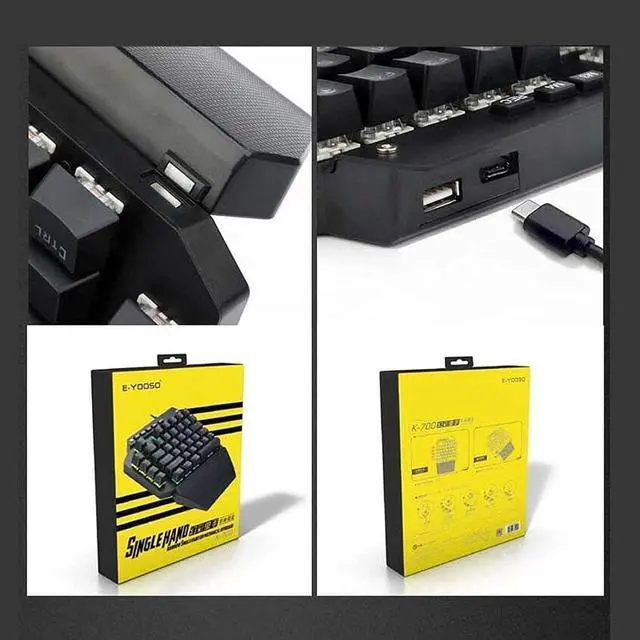 Alt view image 3 of 6 - One Hand RGB Gaming Keyboard,USB Wired Rainbow Letters Glow Single Hand Keypad, with Wrist Rest Support Multimedia Keys, Backlit Ergonomic Mechanical Feeling