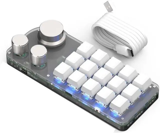 Main image of Mechanical Gaming 15 Keys Keyboard, Suitable for Gaming Office Media Lab Multifunctional DIY Office Media Lab with Three Levels of Functionality Seven Colors of Light Compatibility Powerful (White)