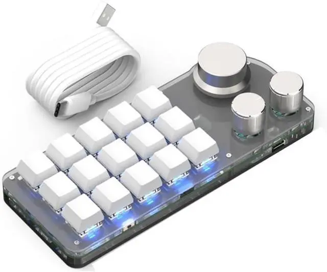 Alt view image 3 of 7 - Mechanical Gaming 15 Keys Keyboard, Suitable for Gaming Office Media Lab Multifunctional DIY Office Media Lab with Three Levels of Functionality Seven Colors of Light Compatibility Powerful (White)