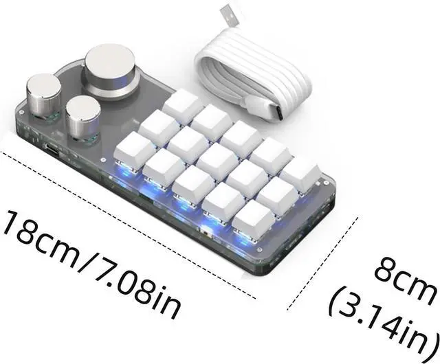 Alt view image 2 of 7 - Mechanical Gaming 15 Keys Keyboard, Suitable for Gaming Office Media Lab Multifunctional DIY Office Media Lab with Three Levels of Functionality Seven Colors of Light Compatibility Powerful (White)