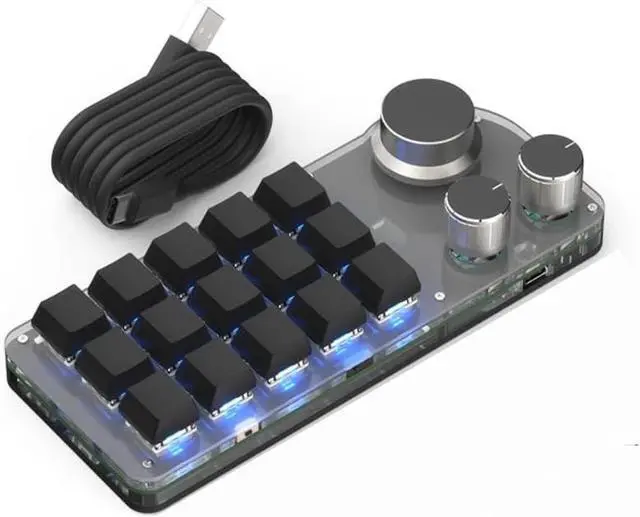 Alt view image 6 of 7 - Mechanical Gaming 15 Keys Keyboard, Suitable for Gaming Office Media Lab Multifunctional DIY Office Media Lab with Three Levels of Functionality Seven Colors of Light Compatibility Powerful (White)