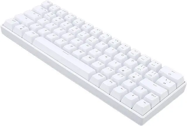 Main image of 64 Keys Mechanical Keyboard Gaming Keyboard, Triple Modes Type C Wired Connection Pure White Keyboard with Backlight, Rechargeable Portable Computer Keyboard Support Shortcut