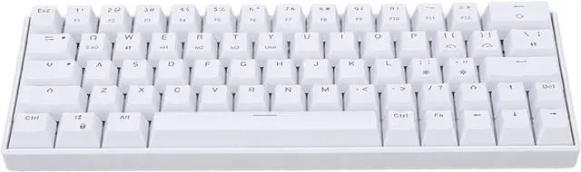 Alt view image 3 of 7 - 64 Keys Mechanical Keyboard Gaming Keyboard, Triple Modes Type C Wired Connection Pure White Keyboard with Backlight, Rechargeable Portable Computer Keyboard Support Shortcut