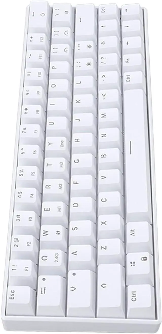 Alt view image 4 of 7 - 64 Keys Mechanical Keyboard Gaming Keyboard, Triple Modes Type C Wired Connection Pure White Keyboard with Backlight, Rechargeable Portable Computer Keyboard Support Shortcut