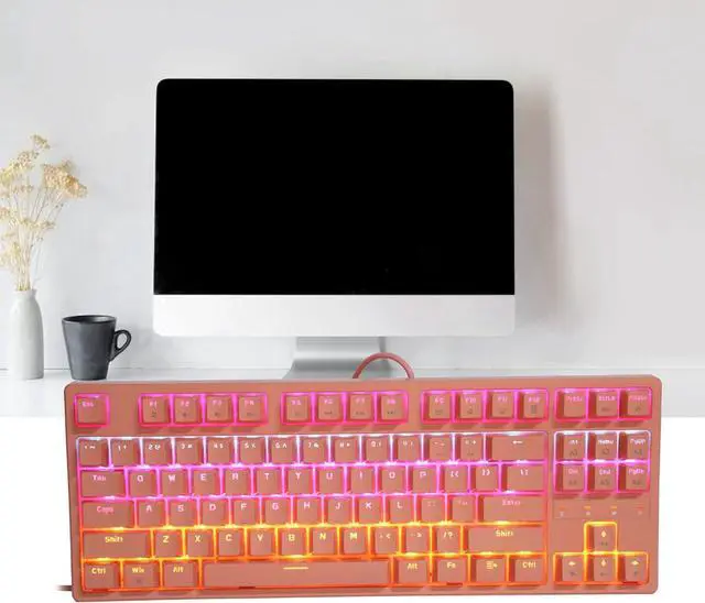 Alt view image 7 of 7 - 87-Key Wired Red Mechanical Keyboard,STK130 Adjustable Multiple RGB Backlights Gaming Keyboard for Game Office,Small Size Portable,Optional Color (-red Shaft)