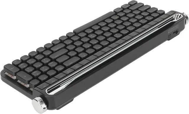 Alt view image 2 of 7 - Mechanical Keyboard, Red Switch Typewriter Mechanical Keyboard Hot Swappable Dual Connection Modes Retro RGB LED Backlight with Keypad for Office (Black)