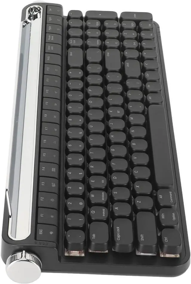 Alt view image 5 of 7 - Mechanical Keyboard, Red Switch Typewriter Mechanical Keyboard Hot Swappable Dual Connection Modes Retro RGB LED Backlight with Keypad for Office (Black)