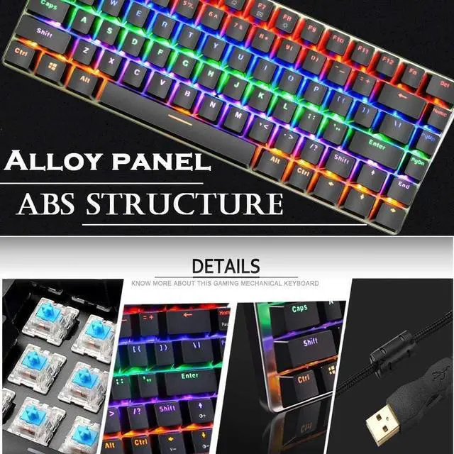 Alt view image 2 of 7 - Gaming Keyboard and Mouse and Mouse Pad,Wired Rainbow Backlit Mechanical Keyboard,Superlight RGB Gaming Mouse,12000DPI Optical Sensor,6 Programmable Buttons Mice for PC Gamers(Black)