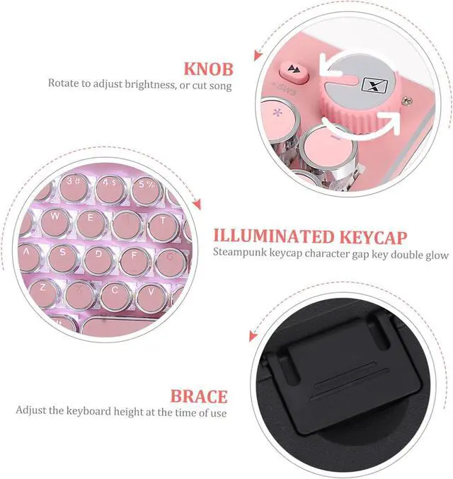 Alt view image 7 of 7 - Hoement Retro Punk Mechanical Keyboard Cherry Gaming Keyboard Anti- Comfortable Design for Laptop Desktop