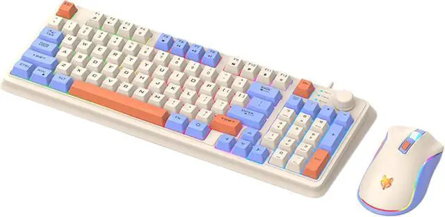 Alt view image 7 of 7 - LINLIJIA 94 Keys Layout Gaming Keyboard and Mouse Combo Colorful Lighting 3 Color Matching Keycap USB with Knob Gaming Keyboard and Mouse Set 75% Layout Lightweight Mouse Professional Gaming