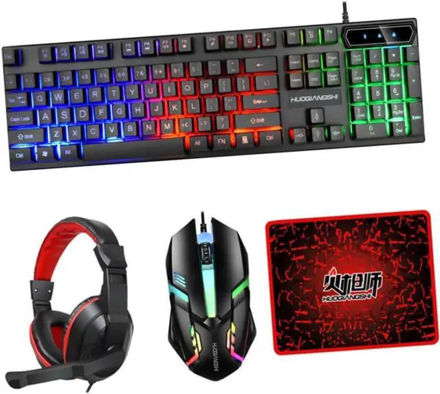 Main image of Uonlytech 1set Wired Gaming Keys Backlit Keyboard Ergonomic Mouse Gaming Headset Mouse Pad