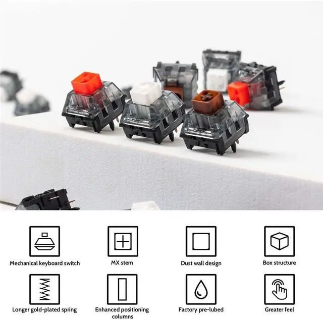 Alt view image 2 of 5 - Kailh Box V2 Switch, White Clicky/Brown Tactile/Red Linear 5Pin MX Switch for Mechanical Keyboard (Color : White, Size : 70PCS)