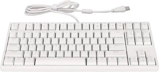 Alt view image 3 of 7 - Mechanical Keyboard, 87 Keys Sensitive Operation White Light Staggered Layout Wired Keyboard for Office (White)