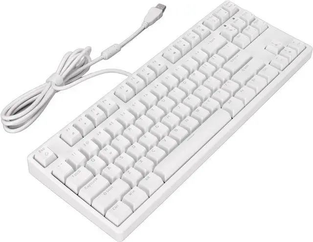 Alt view image 6 of 7 - Mechanical Keyboard, 87 Keys Sensitive Operation White Light Staggered Layout Wired Keyboard for Office (White)