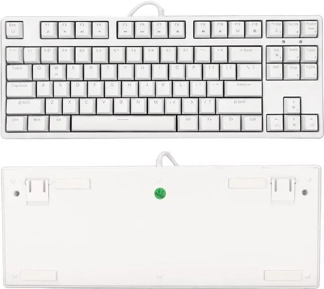 Alt view image 7 of 7 - Mechanical Keyboard, 87 Keys Sensitive Operation White Light Staggered Layout Wired Keyboard for Office (White)