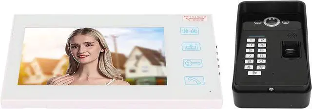 Main image of Video Intercom System, Wall Mountable Monitor Video Doorbell Fingerprint Identification Password IR Cut Function with Night Vision for Villa for Office (US Plug)