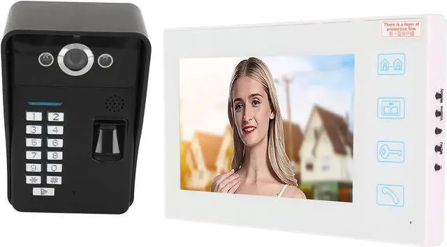 Alt view image 2 of 7 - Video Intercom System, Wall Mountable Monitor Video Doorbell Fingerprint Identification Password IR Cut Function with Night Vision for Villa for Office (US Plug)