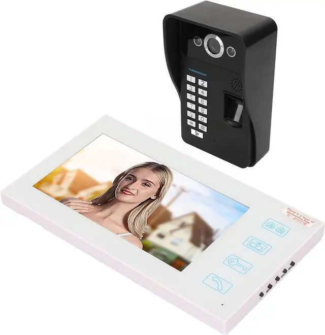 Alt view image 4 of 7 - Video Intercom System, Wall Mountable Monitor Video Doorbell Fingerprint Identification Password IR Cut Function with Night Vision for Villa for Office (US Plug)