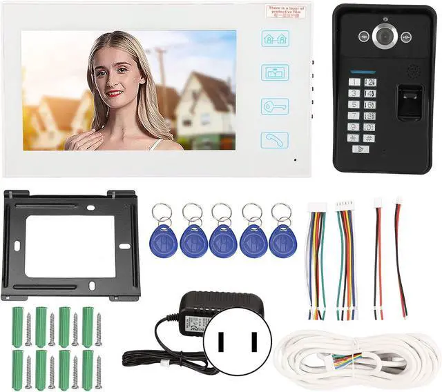 Alt view image 5 of 7 - Video Intercom System, Wall Mountable Monitor Video Doorbell Fingerprint Identification Password IR Cut Function with Night Vision for Villa for Office (US Plug)